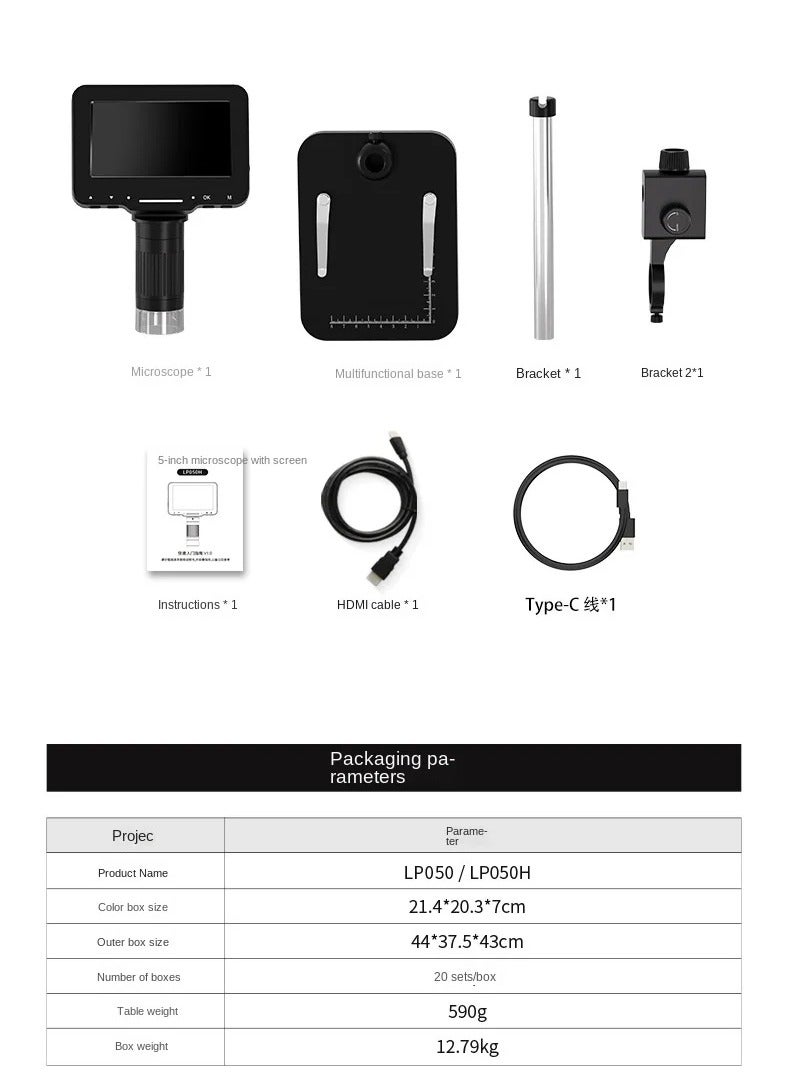 LP043H 4.3 Inches IPS HD Screen Digital Microscope Industrial Microscope TV HD Output Compatible with PC Wins and MAC OS System - Image 5