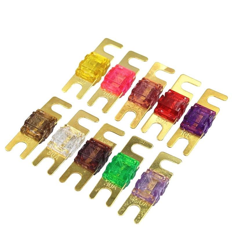 100PCS ANL Gold Plated Stud Car Fuses Mini Stereo Audio AFS Fuse 30A - Image 1