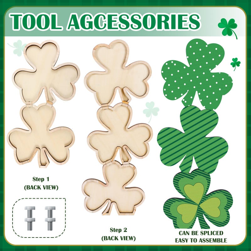 Vercraft 35 Inch St Patrick's Day Porch Standing Decor Wood Green Lucky Shamrock Decor Outdoor Wooden Welcome Home Sign for Home Farmhouse Harvest Mantel Party - Image 5