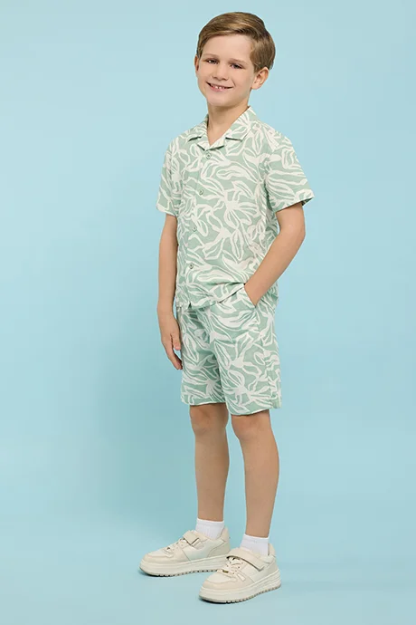 R&B Patterned Shirt & Shorts Set