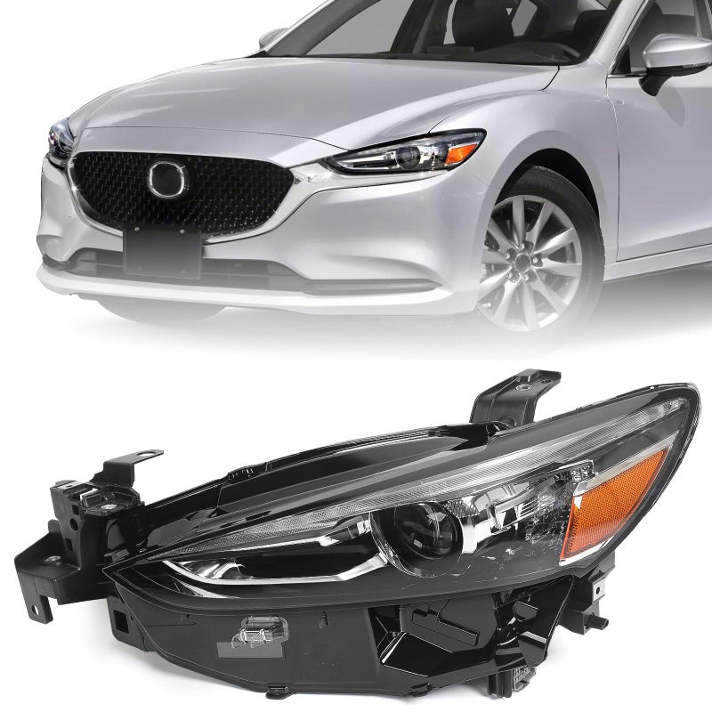 Huray LED Headlight Assembly for Mazda 6 2018 2019 2020 2021 LH Projector Headlamp wo AFS wLED DRL OE Factory Replacement for MA2502152 Left Driver Side