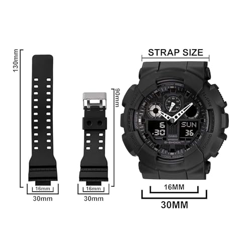 ADAMO 16Mm Resin Compatible with ''Casio G-Shock'' Gd-120/ Ga-100/ Ga-110/ Ga-110C/ G270 & Other Model Watches J33Chn09 - Black - Image 5