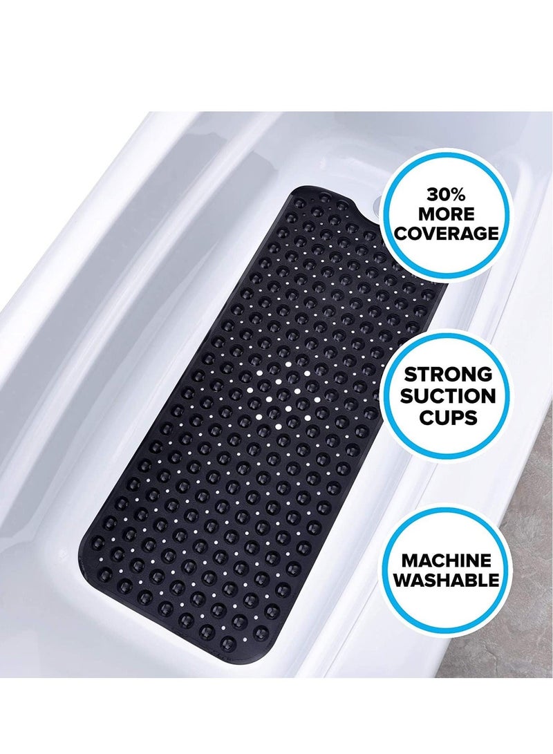 Non-Slip Bathtub and Shower Mat with 200 Suction Cups Anti-slip for Elderly Kids Extra Long for Bathroom Mats Mildew Resistant Machine Washable Black 100 x 40 cm  - Image 5
