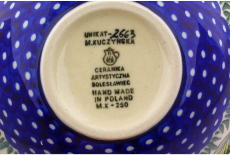 Polmedia Polish Pottery وعاء خزفي بولندي أصلي 5 بوصة بتصميم موكب الدجاجة مصنوع يدويًا في بولسوافياك بولندا من سيراميكا أرتيستيتشنا شهادة الأصالة - Image 4