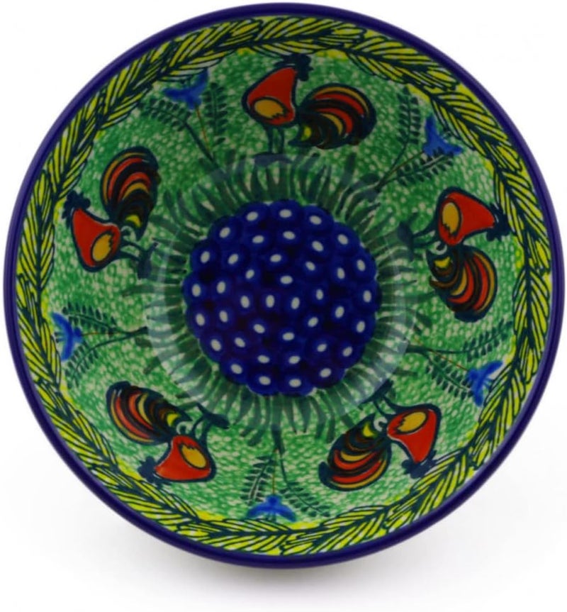 Polmedia Polish Pottery وعاء خزفي بولندي أصلي 5 بوصة بتصميم موكب الدجاجة مصنوع يدويًا في بولسوافياك بولندا من سيراميكا أرتيستيتشنا شهادة الأصالة - Image 2