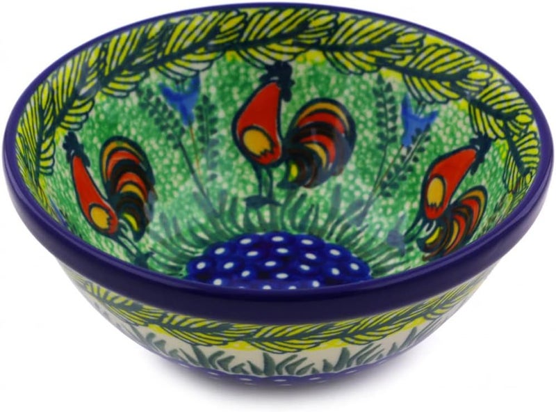 Polmedia Polish Pottery وعاء خزفي بولندي أصلي 5 بوصة بتصميم موكب الدجاجة مصنوع يدويًا في بولسوافياك بولندا من سيراميكا أرتيستيتشنا شهادة الأصالة - Image 5