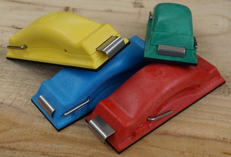 Time Shaver Tools Preppin’ Weapon Ergonomic Sanding Block, for Wet and Dry Sanding! Easy to Load, Plain Paper Sander! 4 Color Red Blue Green Red