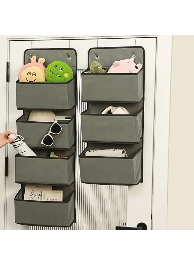 Grey 4 Layer Wall Hanging Storage Organizer Foldable Fabric Bag For Clothes - Image 1