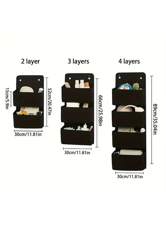 Grey 4 Layer Wall Hanging Storage Organizer Foldable Fabric Bag For Clothes - Image 3
