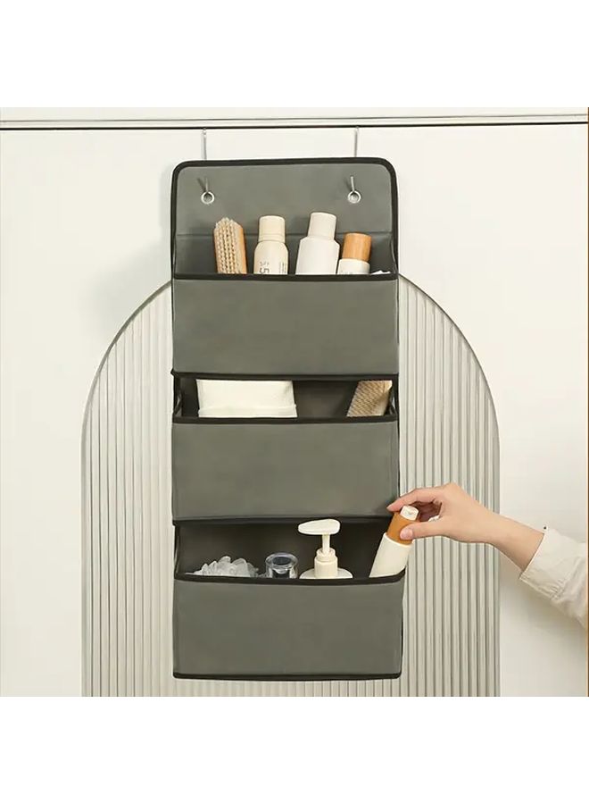 Grey 4 Layer Wall Hanging Storage Organizer Foldable Fabric Bag For Clothes - Image 5