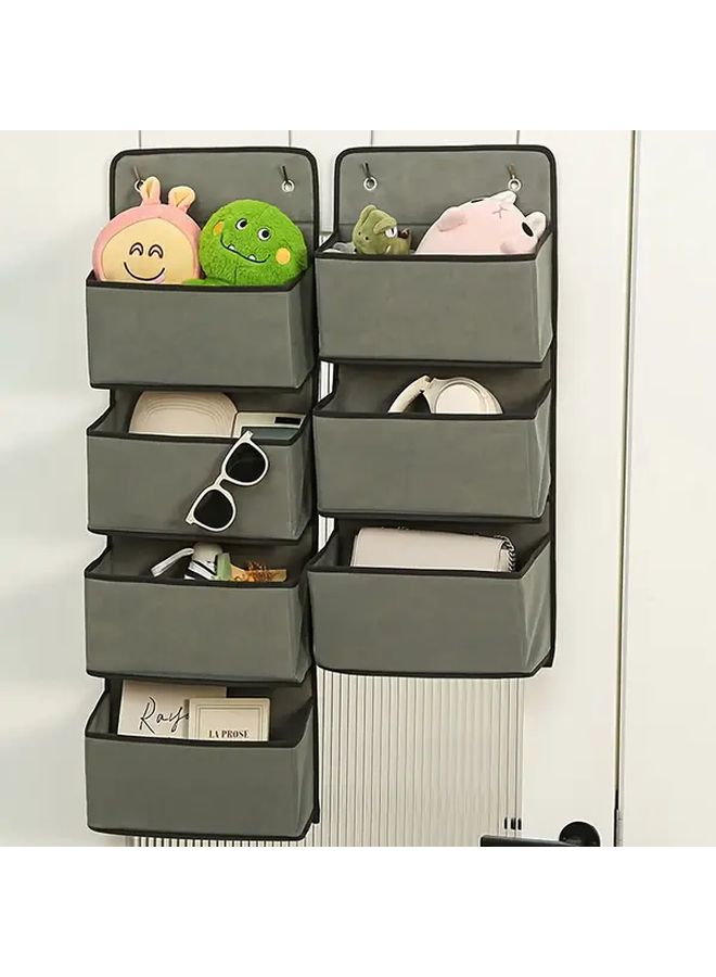 Grey 4 Layer Wall Hanging Storage Organizer Foldable Fabric Bag For Clothes - Image 2