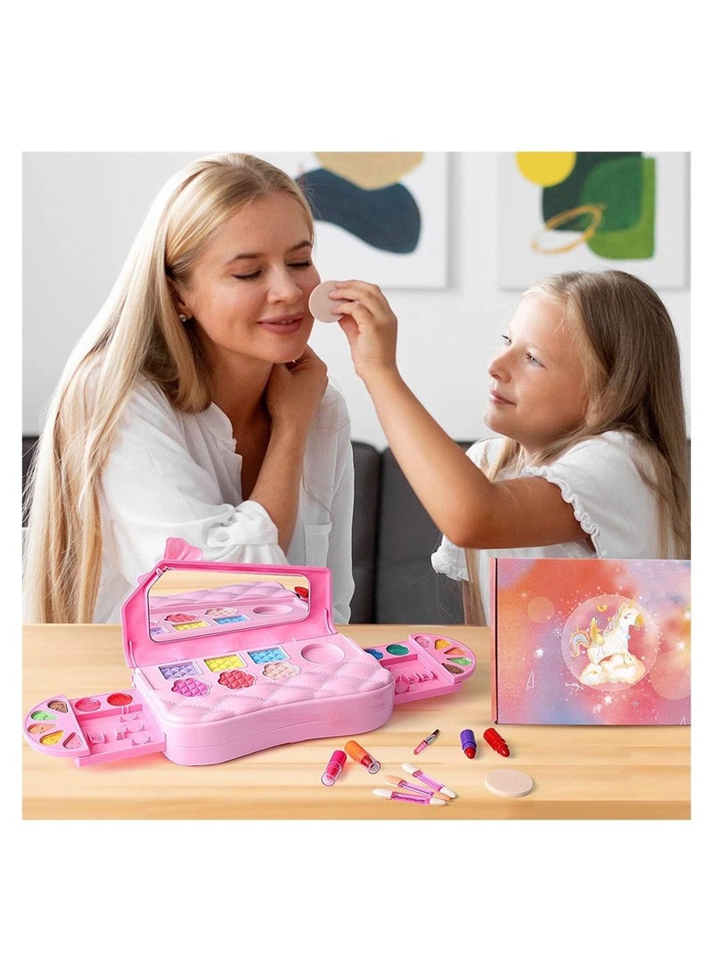 NIBEMINENT Kids Makeup Kit for Girls, Children's Kit, Bags with Mirror Makeup, Suitable Girls' Non -toxic, Washed Role -Playing Young Girls - Image 1
