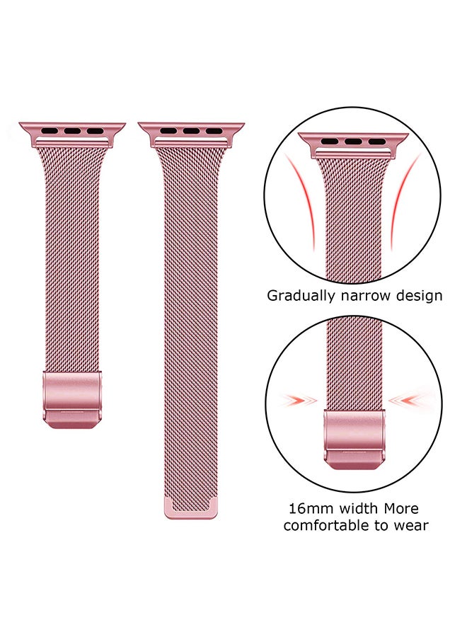 O Ozone Slim Milanese Straps For Apple Watch 38mm 40mm 41mm 42mm, Stainless Steel Replacement Band for iWatch Series 10 9 8 7 6 5 4 3 2 1 SE Women- Rose Pink - Image 2