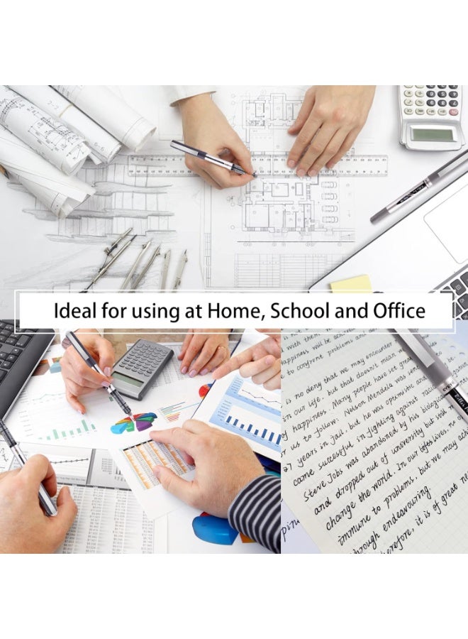 EYEYE Bullet Tip Pens Fine Tip Liquid Ink Roller Ball Stick Pens, Free Ink Roller, Fine Tip Point Pens, Liquid Ink Rollering Ball 12 Pack (0.5mm, Blue) - Image 5