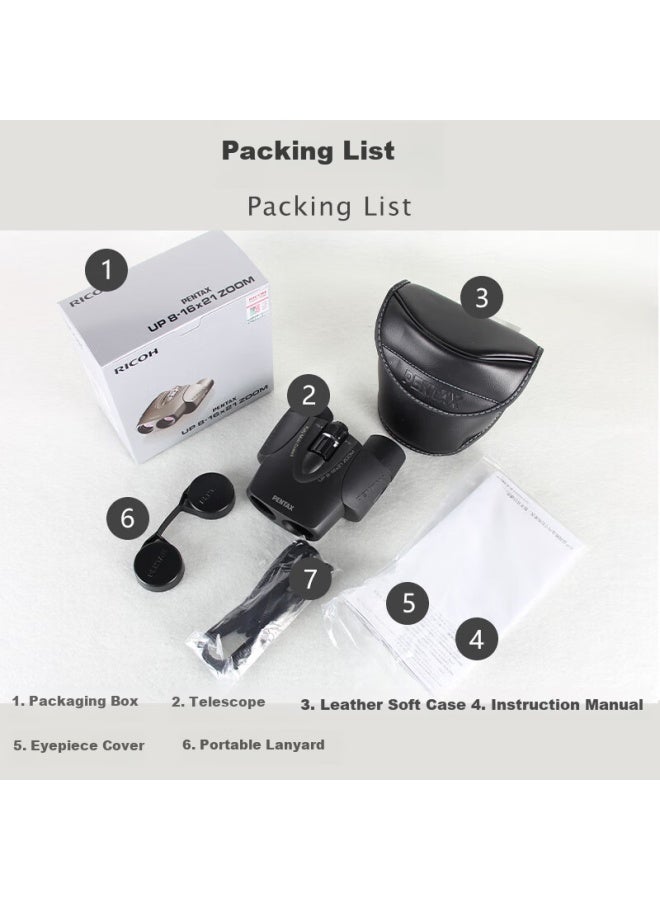 Pentax Japan Pentax Up 8-16x21 High-power Hd Zoom Binoculars For Bird Watching And Travel - Image 4