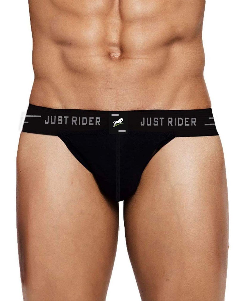 JUST RIDER شورت قطن للرجال، شكل رياضي، دعم للكريكيت؛ الجيم واليوغا أو حزام دعم لجميع الرياضات وأنشطة التمارين الأخرى (أسود، صغير) - Image 2