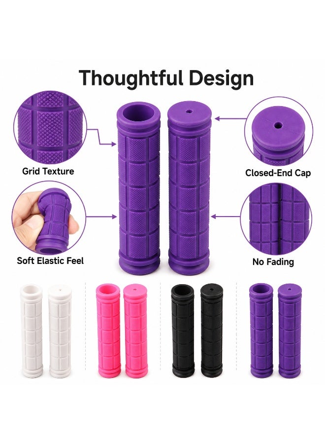 SRLIWHITE 8 PCS Bicycle Handlebar Grips, Soft Rubber Bike Grip Set, 2 White 2 Pink 2 Purple 2 Black, Nonslip Textured Handle Grips For Daily Riding - Image 3