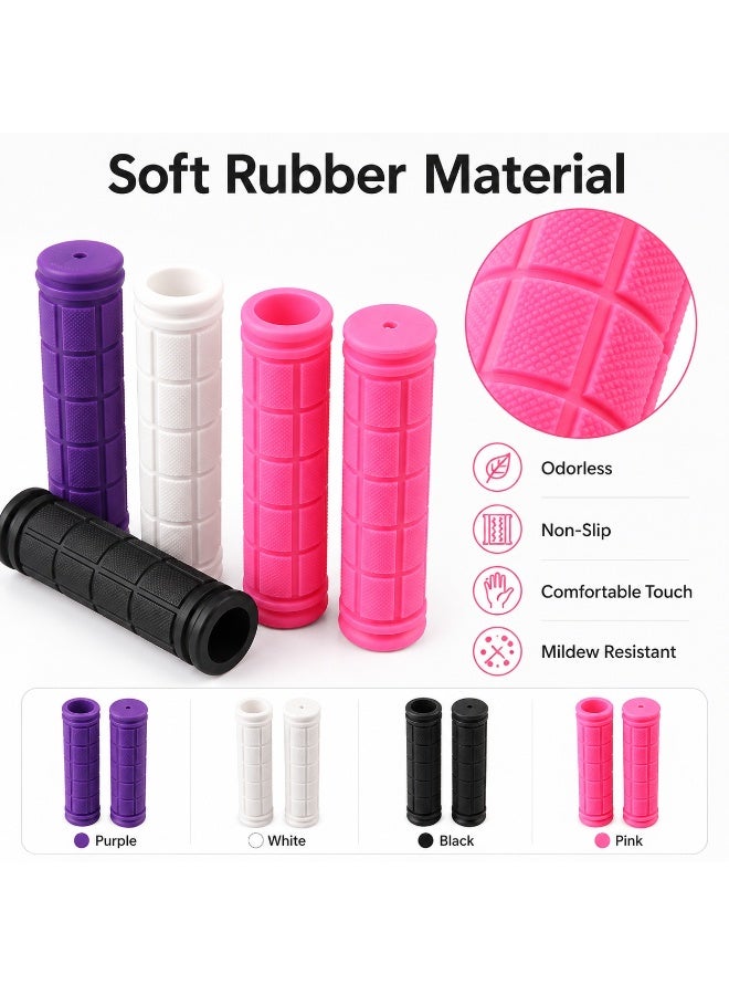 SRLIWHITE 8 PCS Bicycle Handlebar Grips, Soft Rubber Bike Grip Set, 2 White 2 Pink 2 Purple 2 Black, Nonslip Textured Handle Grips For Daily Riding - Image 2