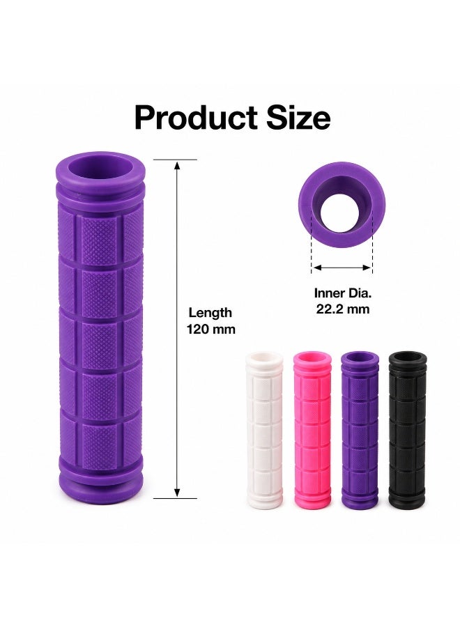 SRLIWHITE 8 PCS Bicycle Handlebar Grips, Soft Rubber Bike Grip Set, 2 White 2 Pink 2 Purple 2 Black, Nonslip Textured Handle Grips For Daily Riding - Image 5