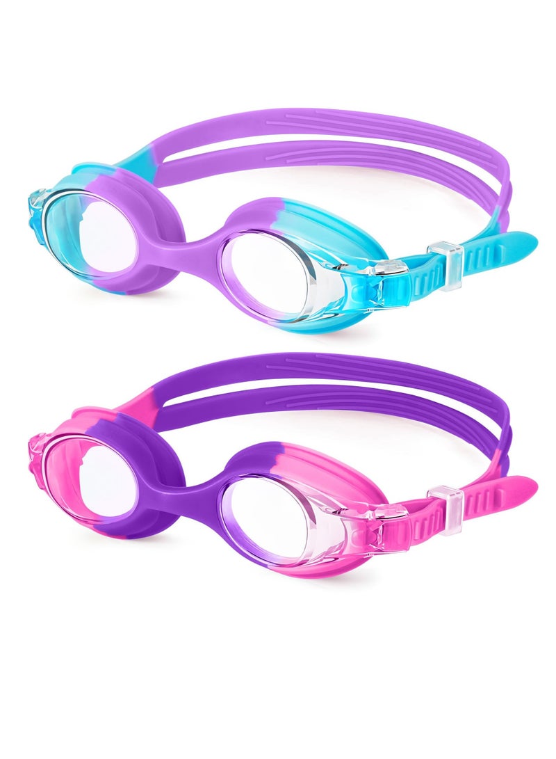 Excefore Kids Swim-Goggles, Swimming-Goggles-for Kids, Pool Goggles, Anti-Fog Waterproof Anti-UV Clear Vision Water Pool Goggles, No Leak, for Ages 3-16 (2 Pack) - Image 1