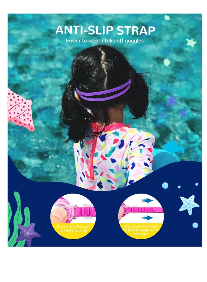 Excefore Kids Swim-Goggles, Swimming-Goggles-for Kids, Pool Goggles, Anti-Fog Waterproof Anti-UV Clear Vision Water Pool Goggles, No Leak, for Ages 3-16 (2 Pack) - Image 5