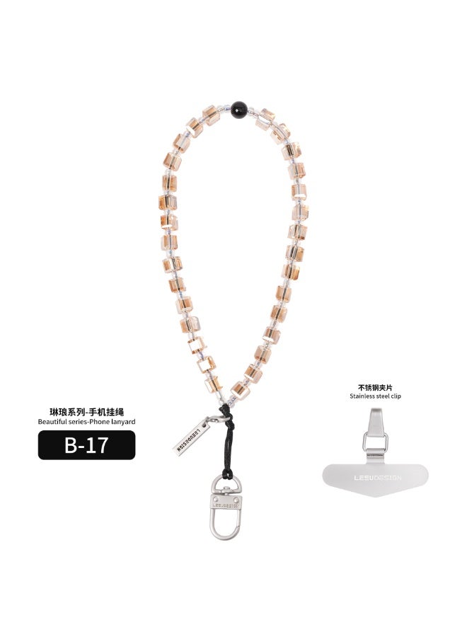 NIBEMINENT Phone Charm/ Chain Strap for Women Girls, Crystal Pearl Cell Phone Case Lanyard Wrist Strap