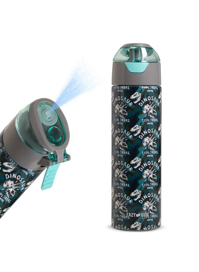 Eazy Kids Eazy Kids - Insulated Stainless Steel Water Bottle w/ Spray -Dinosaurs, 640ml Green - Image 1