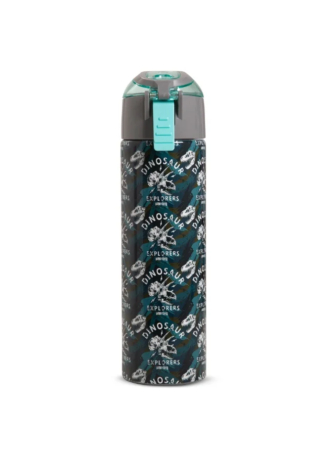 إيزي كيدز زجاجة ماء إيزي كيدز - معزولة من الفولاذ المقاوم للصدأ مع بخاخ - ديناصورات، 640 مل أخضر