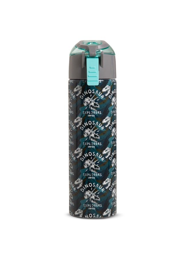 Eazy Kids Eazy Kids - Insulated Stainless Steel Water Bottle w/ Spray -Dinosaurs, 640ml Green - Image 2
