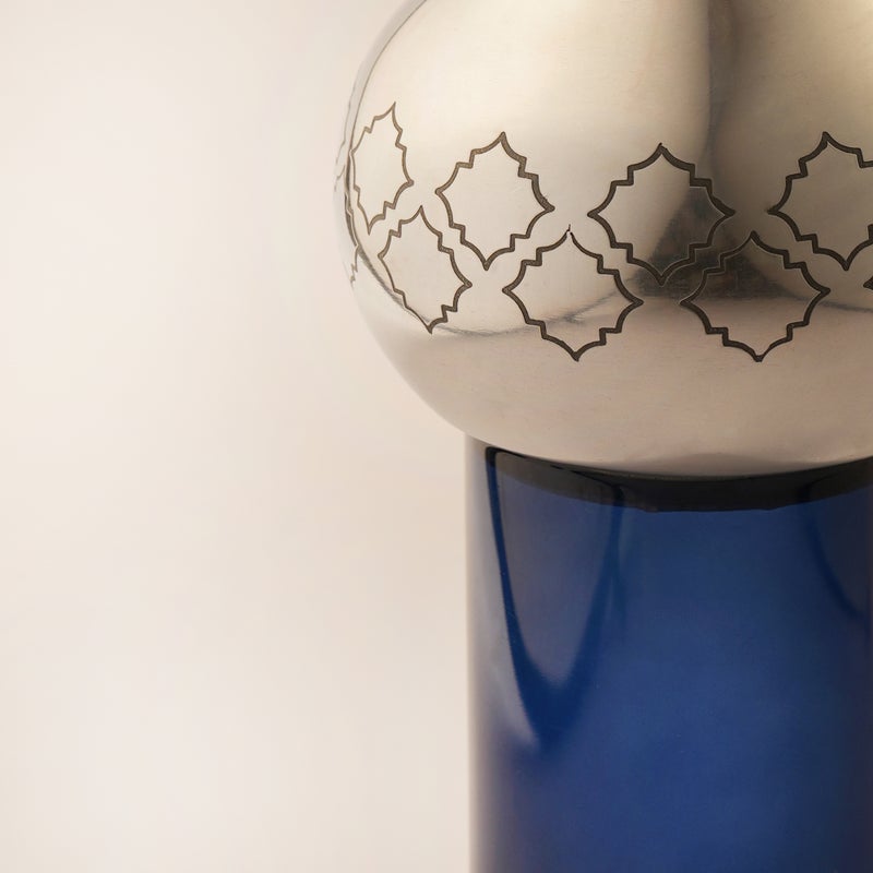 Homez Dome Shaped Ramadan Aluminum Decortive Piece Yaqut Collection 11.5*11.5*35.5Cm, Blue - Image 2