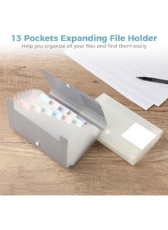 erorex Expanding File Holder 2Pcs A6 Pp 12 Pockets Coupon Organizers With Labels Waterproof Expandable Receipt Storage Wallet For Home Office School Pockets Receipt Organizer  - Image 2
