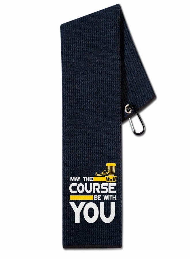 CybGene Disc Golf Gifts, Disc Golf Towel, 16”x 24” Microfiber Golf Towel, May The Course be with You, Black - Image 1