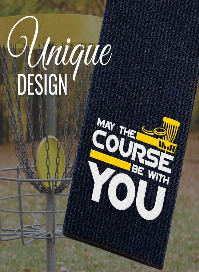 CybGene Disc Golf Gifts, Disc Golf Towel, 16”x 24” Microfiber Golf Towel, May The Course be with You, Black - Image 2