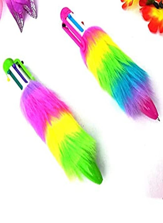 myself Pack of 2 Multicolor Fur Pen 6 in 1 Writing Ball Point Pen For Student - Image 1