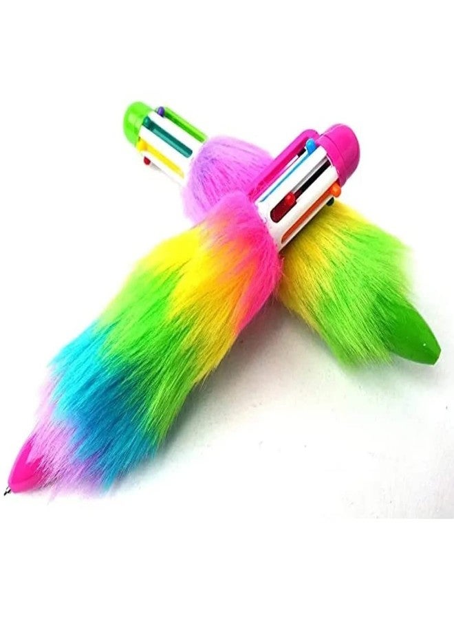 myself Pack of 2 Multicolor Fur Pen 6 in 1 Writing Ball Point Pen For Student - Image 2