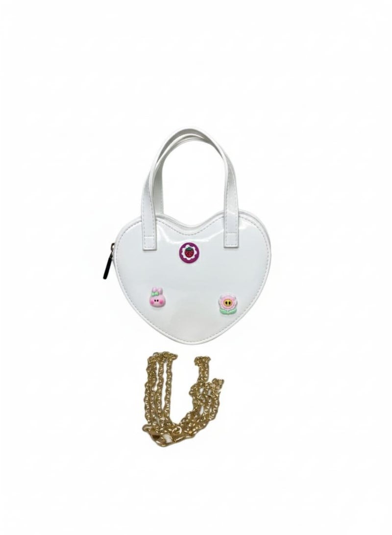 Heart-Shaped Acrylic Crossbody Bag with Gold Chain, Stylish and Lightweight Handbag for Women and Girls - Image 3