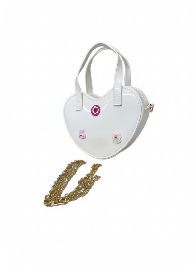 Heart-Shaped Acrylic Crossbody Bag with Gold Chain, Stylish and Lightweight Handbag for Women and Girls - Image 1