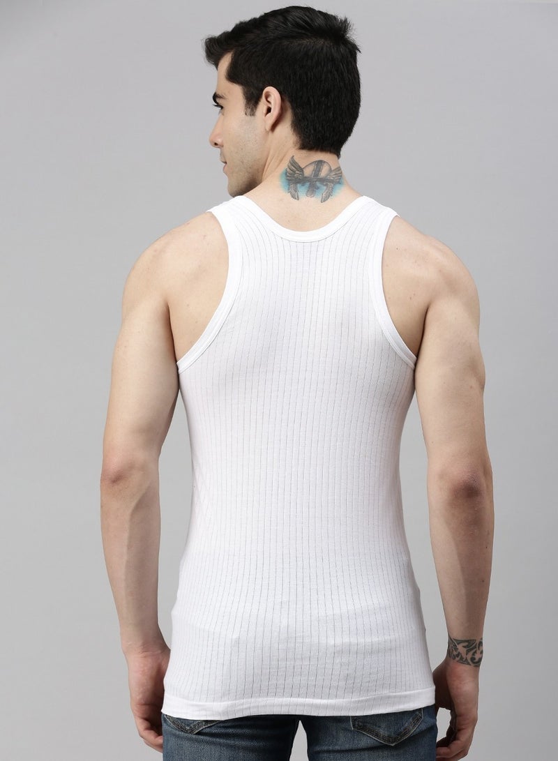 Lux Athletic Men Vest - Sleeveless Undershirts, Pack of 3, Comfortable Cotton (White)  - Image 5