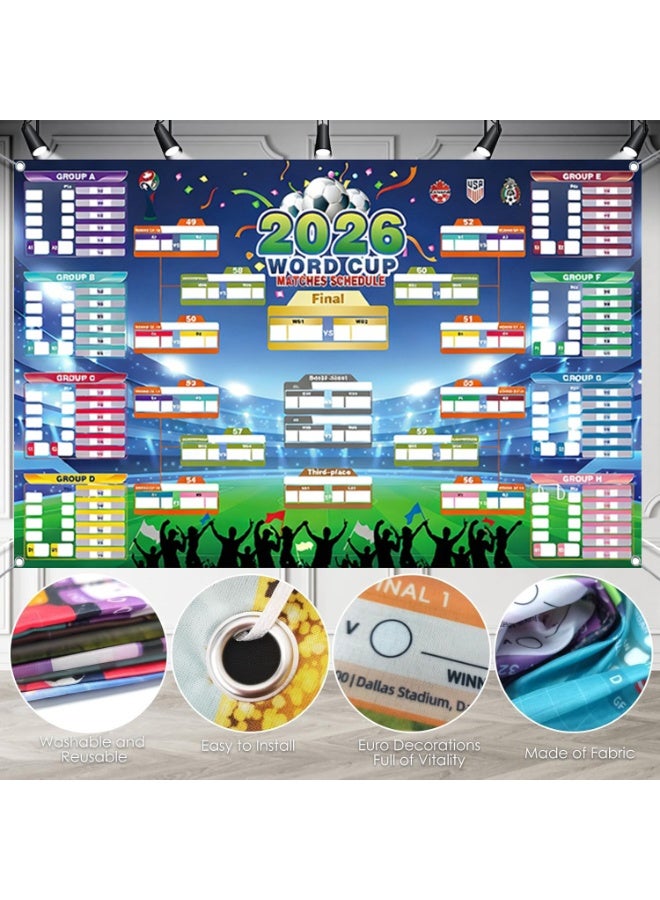 SODANEED World Cup Wall Chart 2026 Poster, 180X110CM Schedule Poster 2026 World Soccer Game Wall Chart Poster No Crease World Cup Soccer Calendar Football Tournament Schedule Home Bar Party Decorations - Image 3