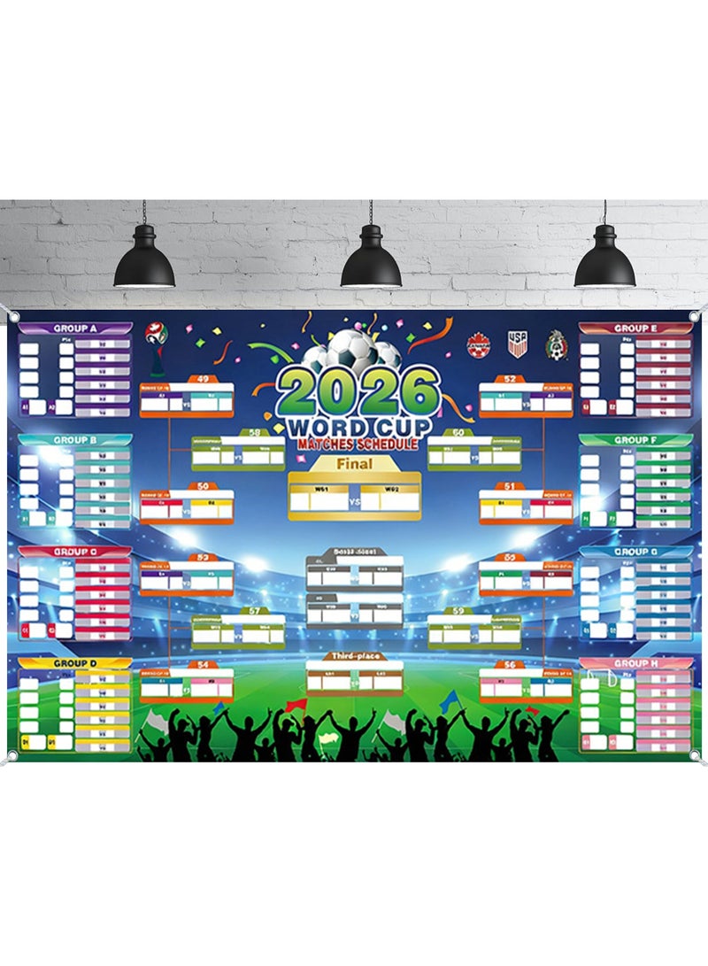 SODANEED World Cup Wall Chart 2026 Poster, 180X110CM Schedule Poster 2026 World Soccer Game Wall Chart Poster No Crease World Cup Soccer Calendar Football Tournament Schedule Home Bar Party Decorations - Image 1