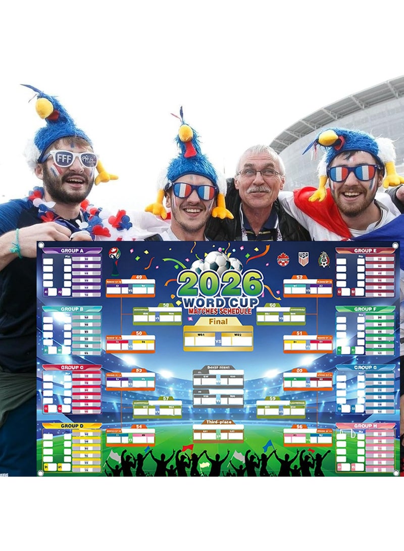 SODANEED World Cup Wall Chart 2026 Poster, 180X110CM Schedule Poster 2026 World Soccer Game Wall Chart Poster No Crease World Cup Soccer Calendar Football Tournament Schedule Home Bar Party Decorations - Image 5