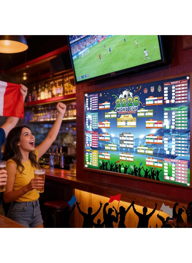 SODANEED World Cup Wall Chart 2026 Poster, 180X110CM Schedule Poster 2026 World Soccer Game Wall Chart Poster No Crease World Cup Soccer Calendar Football Tournament Schedule Home Bar Party Decorations - Image 4