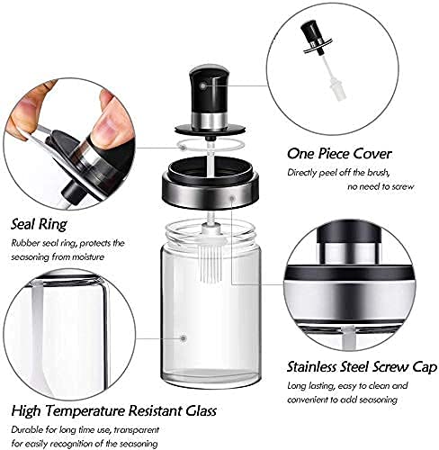Bhavyam 250 ml Glass Oil Dispenser with Basting Brush,oil ghee containers for kitchen Oil Brush for BBQ Pastry Grill Baking Kitchen Cooking(Transpaarent) (1) - Image 3