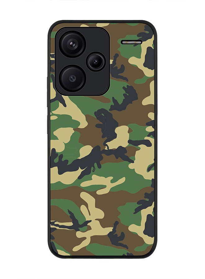 Stylizedd Rugged Black Edge Case for Xiaomi Redmi Note 13 Pro Plus, Slim fit Flexible Anti Drop Thin Cover-  Jungle Camo - Image 1