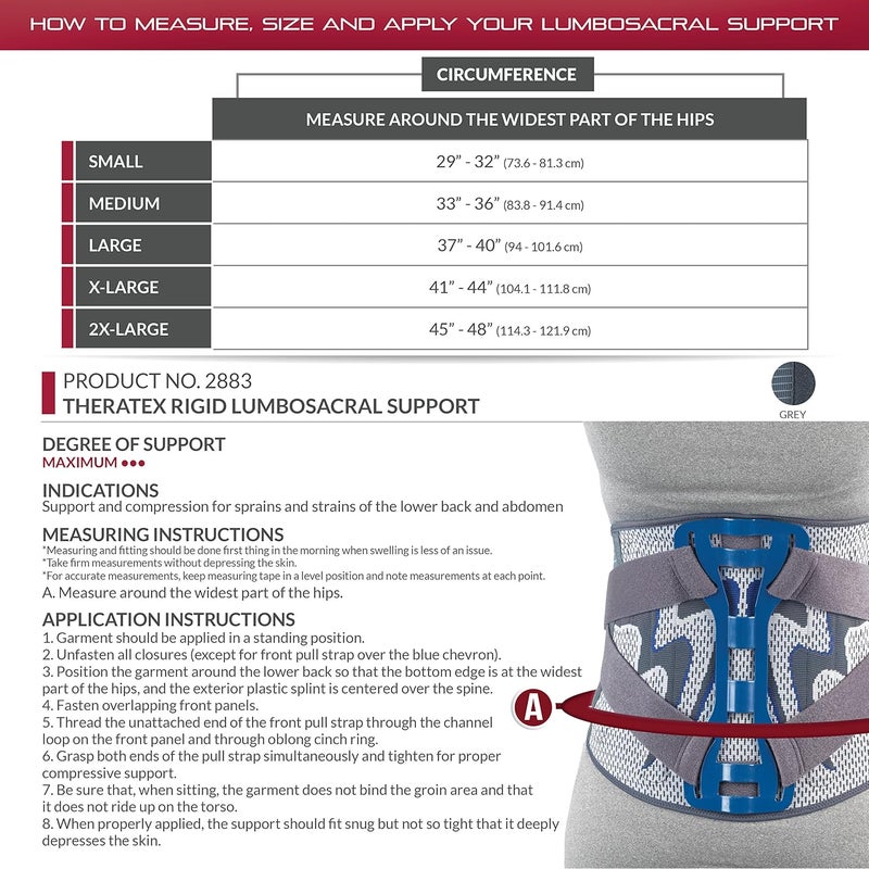 OTC دعامة الظهر القطنية OTC ثيراتيكس دعم عمود فقري أقصى دعم رمادي صلب مقاس كبير جداً - Image 4