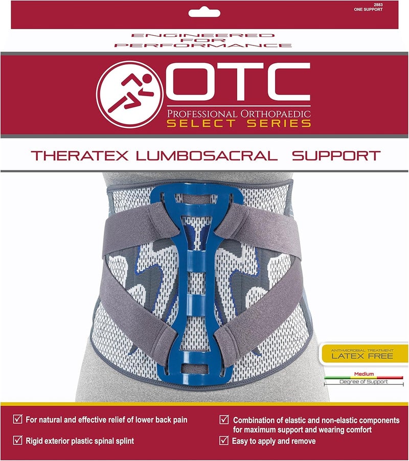 OTC دعامة الظهر القطنية OTC ثيراتيكس دعم عمود فقري أقصى دعم رمادي صلب مقاس كبير جداً - Image 3