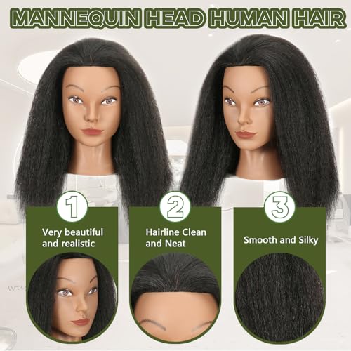 Ineffable 16Mannequin Head with Hair Mannequin Head for Braiding Hairstylists Manikin Head Cosmetology Doll Head for Hair Styling 16inch - Image 3