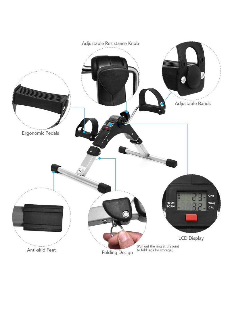 Generic Folding Pedal Stepper Exercise Machine with LCD Display, Adjustable Resistance & Under Desk Design - Portable Home Office Fitness Bike for Arms & Legs Workout  - Image 3