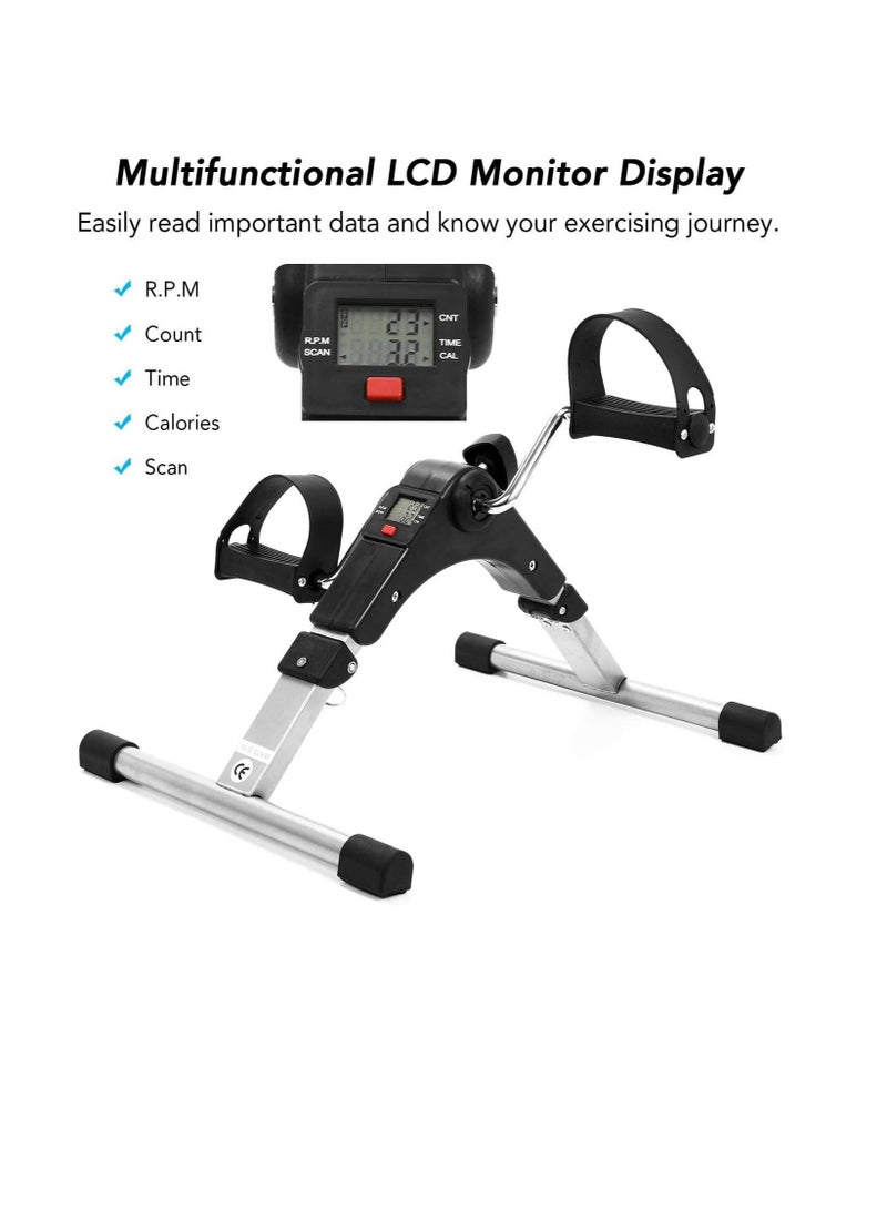 Generic Folding Pedal Stepper Exercise Machine with LCD Display, Adjustable Resistance & Under Desk Design - Portable Home Office Fitness Bike for Arms & Legs Workout  - Image 4