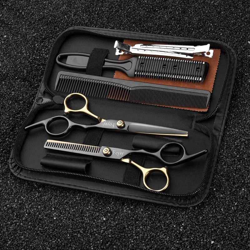Fcysy Hair Cutting Scissors Kit, Fcysy Professional Barber Shears Set with Hair Scissors Thinning Shears, Tijeras para Cortar Cabello Haircutting Sheers Hair Cut Blending Salon Scissor for Men Women Pet - Image 5